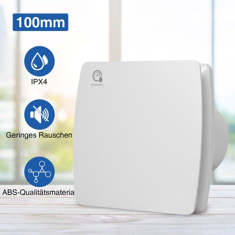 Randaco Badlüfter Ø100mm Abluftventilator mit Rückstauklappe, Badezimmerlüfter Bad Lüfter Abluftventilator  95 m³/h, 12 Watt / 34dB Wandventilator für Bad, WC, Küche