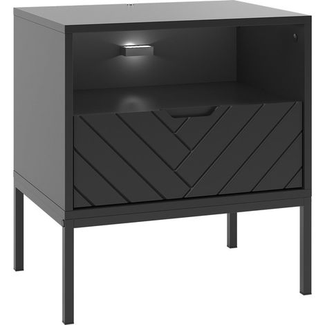 Nachttisch Daria mit 1 Schublade, Schwarz, 53cm (1/5)
