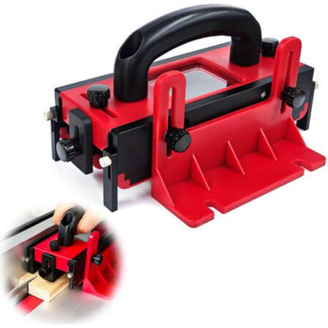 Router table push stick with 4 non-slip strips and transparent window, safe cutting (1/5)
