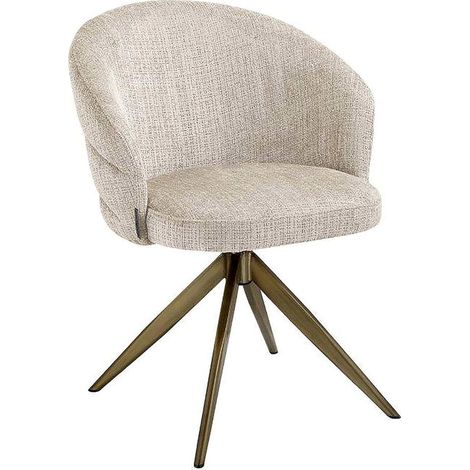 Chaise pivotante élégante en chenille beige - Beige doux avec reflets bronze (1/5)
