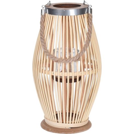 Lampette en bambou avec cordon, Ø 21 x 38 cm, beige (1/2)