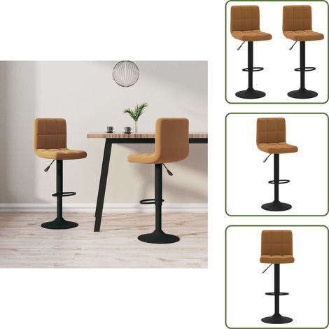 Tabourets de bar lot de 2 marron velours - Tabouret De Bar - Chaise De Comptoir - Tabouret De Comptoir - Fauteuil De Bar - Meubles De Cuisine (1/5)