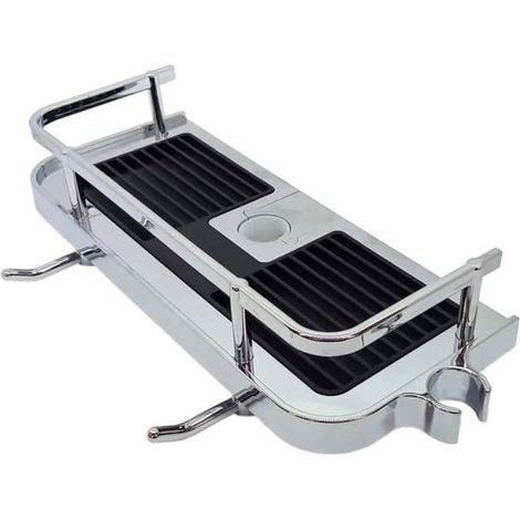 Soporte adhesivo para barra de ducha – Universal, para almacenamiento, negro/cromado (1/5)