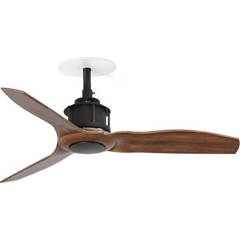 FARO Ventilateur de plafond encastre acier noir mat pales ABS finition noyer Ø810 mm moteur DC 5 vitesses pour plafonds inclines FARO-33425R Just Fan S Recess Style e DurataJust Fan