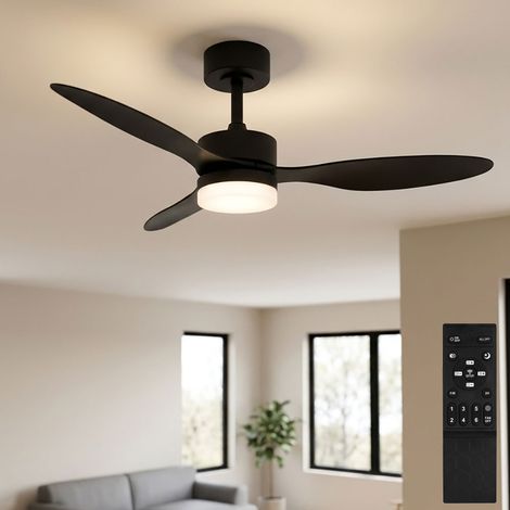 LED Deckenventilator Vor-Rücklauf Ventilator mit Fernbedienung Deckenleuchte Lüfter dimmbar CCT, 6 Stufen, schwarz, 20W 800Lm warm-kaltweiß, D 106 cm (1/5)