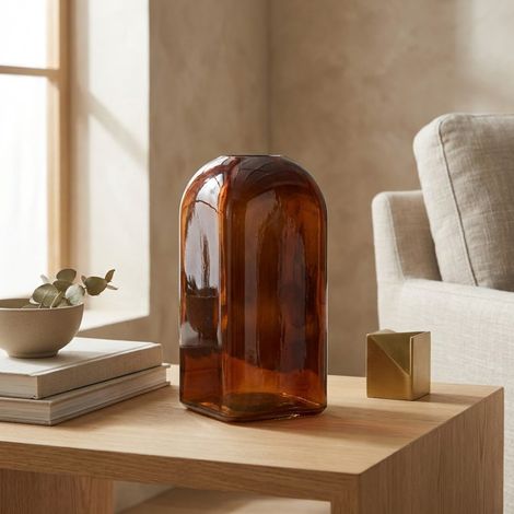 Burnt Amber Square Bottle Vase (1/2)