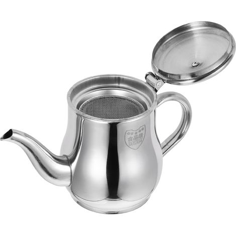 Pot de Stockage d'Huile en Acier Inoxydable 385 Ml Passoire Intégrée Pichet à Passoire à Huile de Cuisson Résistant à Haute Température Récipient Cuisine pour Filtration Huile (1/5)