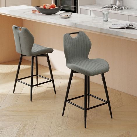 WAFTING Lot de 2 Tabourets de bar Pivotant, Hauteur d'Assise 65cm, Chaise de Bar avec Dossier et Repose-Pieds, Gris foncé (1/5)