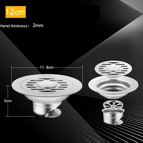 (12cm double)Stainless steel Floor Drains Shower Anti-odor Drainer Bathtub Ground Leakage Hair Catcher Kitchen Bathroom Hardware Accessories (1/4)