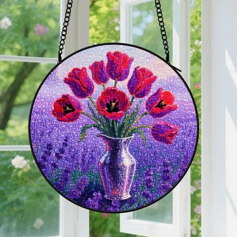 20cm Accroche-soleil vitrail végétal, décoration fenêtre, cadeaux pour fête des mères, Noël et occasions spéciales (1/5)