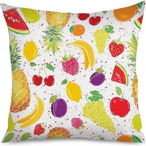 Housse de coussin imprimé fruits kawaii, 60x60 cm (1/5)