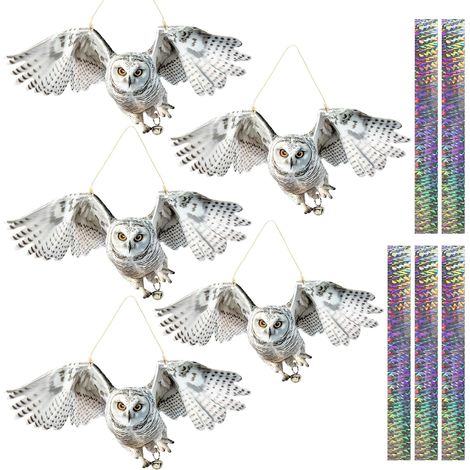 Epouvantail Oiseaux Exterieur, 5 Pièces Repulsif Effaroucheur Oiseaux Exterieur, Pics Anti Pigeons Pour Balcon, Plat Plastique Faux Hibou Effaroucheur Pigeons, Corbeau Anti-Pigeon Epouvantail a Jardin (1/5)
