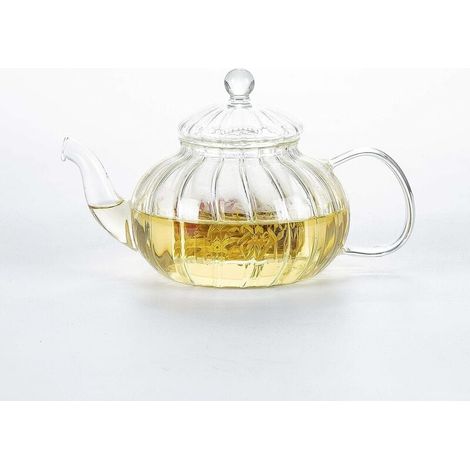 Théière - Verre Borosilicaté - 600 ml - Infuseur Détachable - Compatible Micro-ondes Et Cuisinière - Pour Thé En Vrac Et Thé En Fleurs