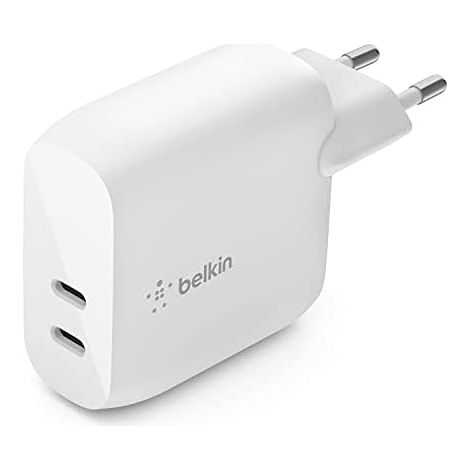 Belkin Ladegerät de Wall USB Type C PD de 40 W (zwei USB-C Ports de je 20 W für Fast PD Charging für iPhone 14 oder 13, iPad Pro, Galaxy und andere). (1/2)