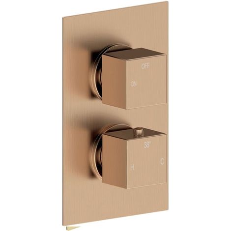 Signature React Thermostatic 1 Outlet Concealed Shower Valve Dual Handle - Brushed Bronze (1/2)