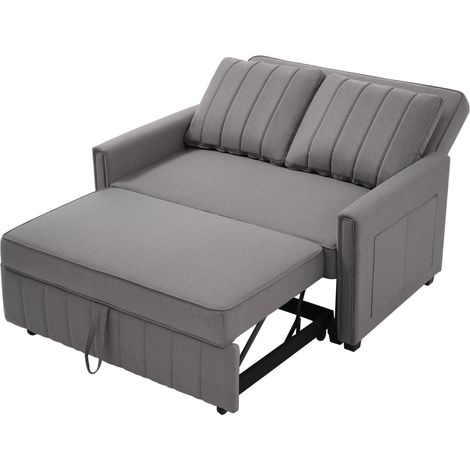 Multifunktionales Klapp-Schlafsofa Grau in Leinenoptik mit verstellbarer Rückenlehne (1/5)