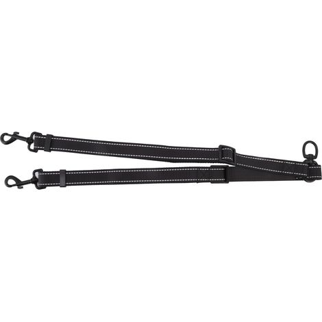 Laisse double pour chien, en nylon noir, pivotante à 360° et réfléchissante, idéale pour les promenades en extérieur. (1/5)