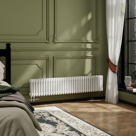 AICA Traditioneller 3-Säulen Heizkörper 300x1460mm Weiß aus Stahl (1/5)