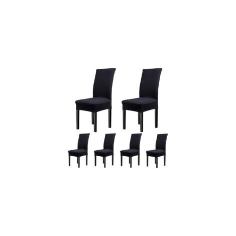Coprisedie elasticizzati universali Super Fit, sfoderabili e lavabili, confezione da 6 pezzi (nero classico) - Crezuo