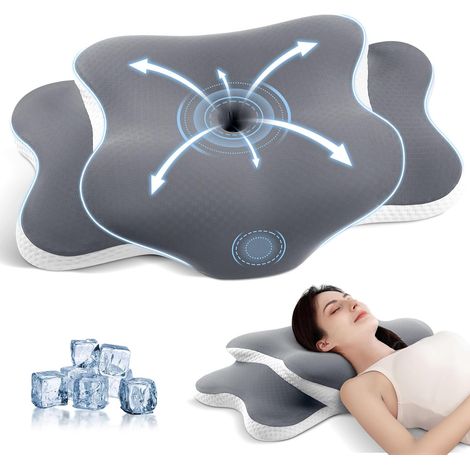 Oreiller Ergonomique en Mousse à Mémoire de Forme, Gris Clair (1/5)