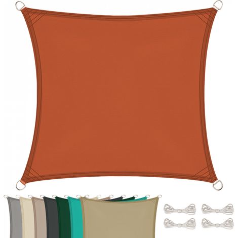 Voile d'ombrage carré pour terrasse, jardin, toile imperméable et résistant UV - 3 x 3 m - Terracotta  - Linxor
