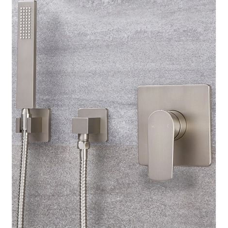 Milano Hunston Manual Mixer Shower Valve with Hand Shower Handset Kit - Brushed Nickel (1/5)