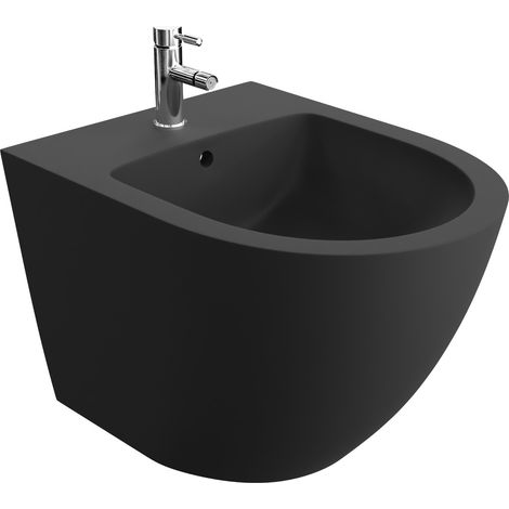 LAVITA Bidet mural universal Sinto Black avec trou de robinet et trop-plein en céramique Hygiénique et facile d'entretien (1/4)