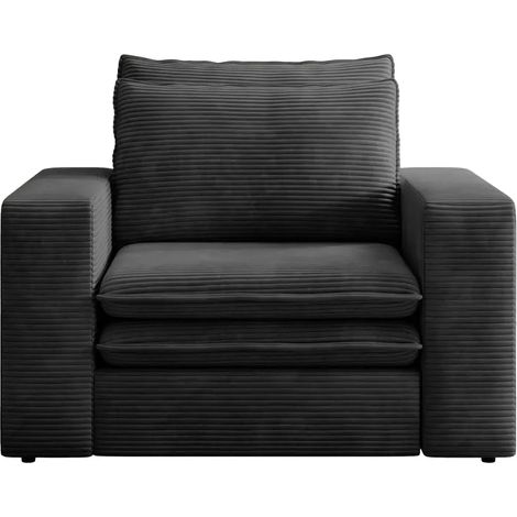OSCAR - Fauteuil en velours côtelé - Noir (1/5)
