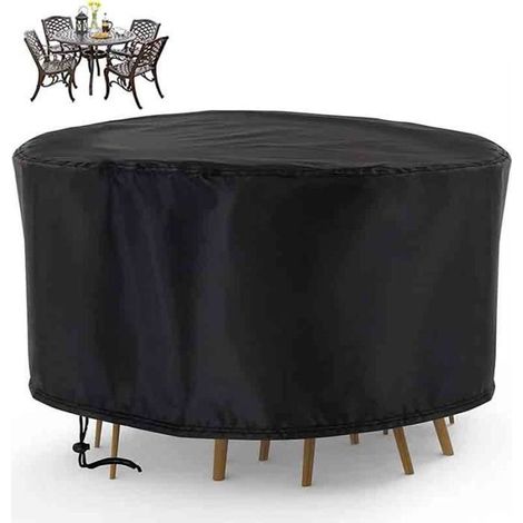 Housse de Table Ronde - FOLAYA - 185 x 110 cm - Imperméable - Anti-Poussière - Protection Intempéries (1/3)