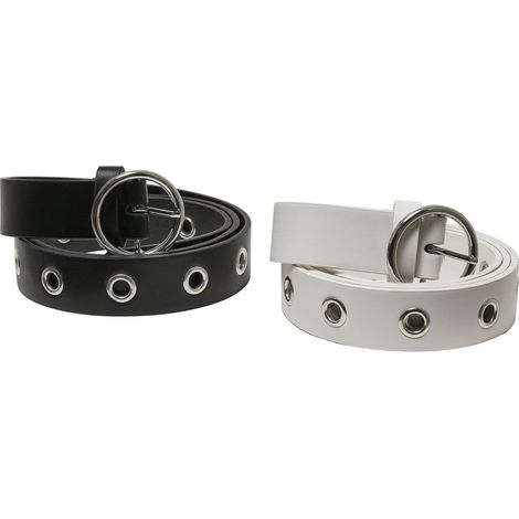 Ceinture perforée en cuir synthétique unisexe 2 bandes