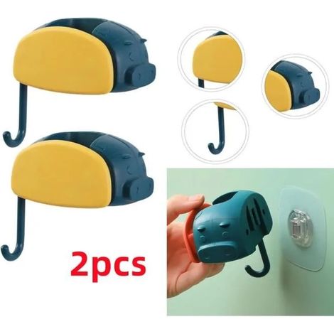 Porte Balai - Organisateur d'outils - Jaune - ABS et Silicone - 10.4x9.5 cm - Support mural auto-adhésif (1/4)