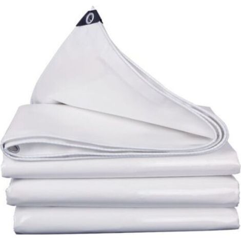 Waterproof and durable tarpaulin, PVC tarpaulin, white waterproof tarpaulin with eyelets, 2 x 3 m high tarpaulin
