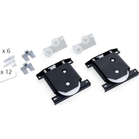 Rail de porte coulissante 10/16mm – Acier et plastique – Charge max 70kg – Chariot réglable avec glissement à billes – Niubó (1/4)