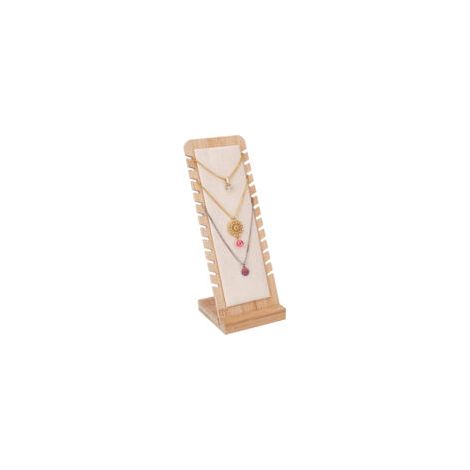 Présentoir à colliers de table, 12 emplacements, finition velours beige, format fin (1/5)