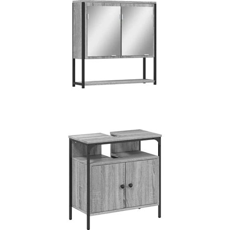 Maison Exclusive - 2-tlg. Badmöbel-Set Grau Sonoma Holzwerkstoff