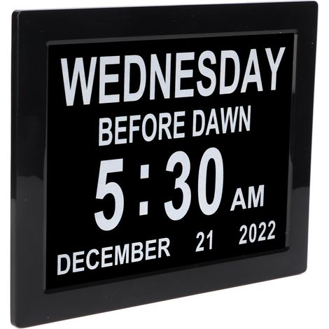 Horloge numérique 8 pouces avec calendrier, alarme, luminosité automatique, grand écran, idéale pour les seniors, prise UE 110-240 V (1/5)