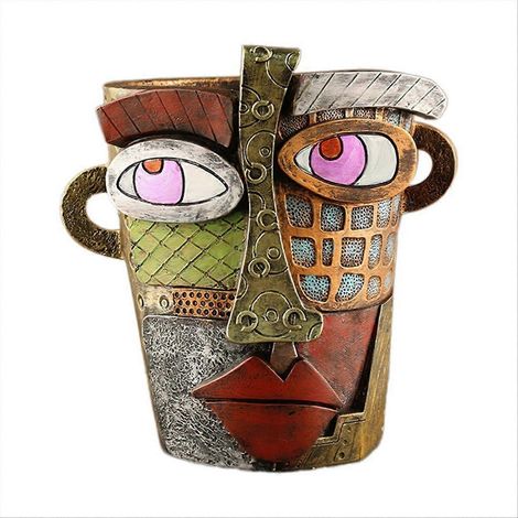 Pot de fleurs visage Head jardinière Colorful Face Art Abstract pot de fleurs B (1/5)