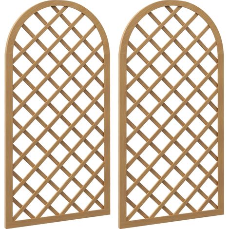 Lot de 2 treillis en bois - panneau arc pour plantes grimpantes - dim. un panneau : 60L x 120H cm
