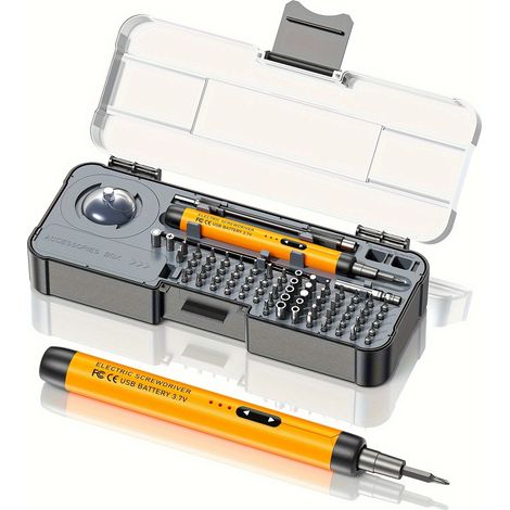 Kit Tournevis Électrique de Précision, Mini Silencieux pour Réparation de Montres et Bijoux, Outils Portables, 88 pièces (1/4)