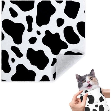 Paño de aseo para gatos, 70x70cm, antiarañazos, antiescapes, cuidado de mascotas, Paño autoadhesivo, Envoltura de aseo para gatos, Blanco y negro (1/5)