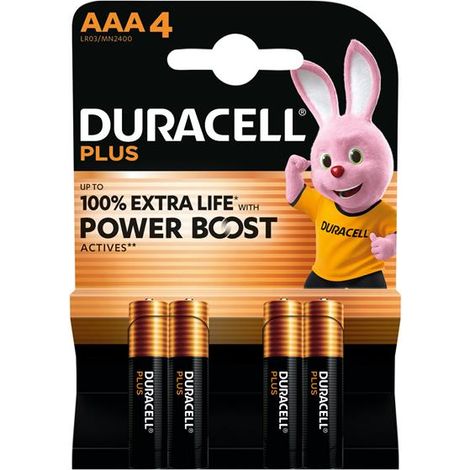 Duracell S30947 AAA Cell Plus with Power Boost Batteries (Pack 4) DURAAAPB4