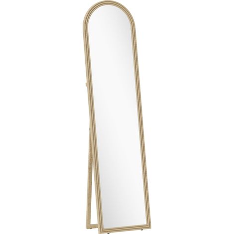 Specchio da Terra e Parete a Figura Intera con Cavalletto 40x160 cm Cornice Effetto Pietra in PS Beige