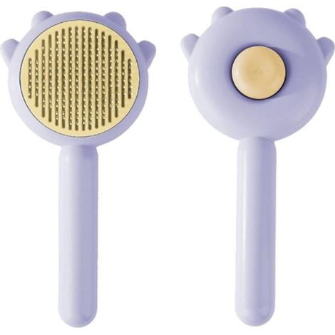 autonettoyant brosse de toiletage, brosse de nettoyage pour les cheveux d’animaux, dog cat epilation brosse de toiletage (violet)