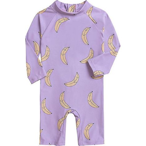 Maillot de bain une pièce enfant 2022, anti-UV, séchage rapide, combinaison de surf pour bébé garçon et fille, maillot de bain pour tout-petit 6-7 ans - violet banane-6-7Yrs (1/4)