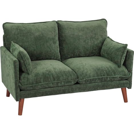 HOMCOM 2 Seater Sofa, Modern Loveseat with Spring Cushions, Wide Seat, Green