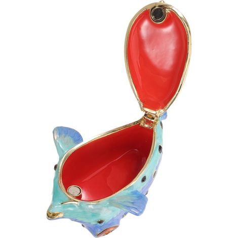 Schmuckkästchen mit Klappdeckel in Form eines blauen Kugelfisches Ozeanmotiv, kompakte Größe für Ringe und Ohrringe, ideal für Reisen oder die Schublade (1/5)