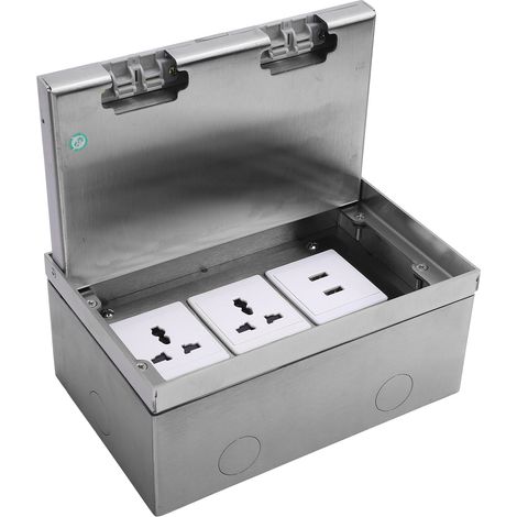 Prise de sol encastrée 16 A 4000 W, 2 prises, 2 ports USB, style marbre, pour bureau ou école. (1/5)