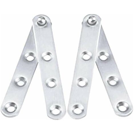 2x Charnière pivotante de porte avec languette pour pose invisible ouverture 180° longueur 100mm en acier zingué à visser Meuble Armoire Placard Buffet Pivot Angle Pliant (1/2)