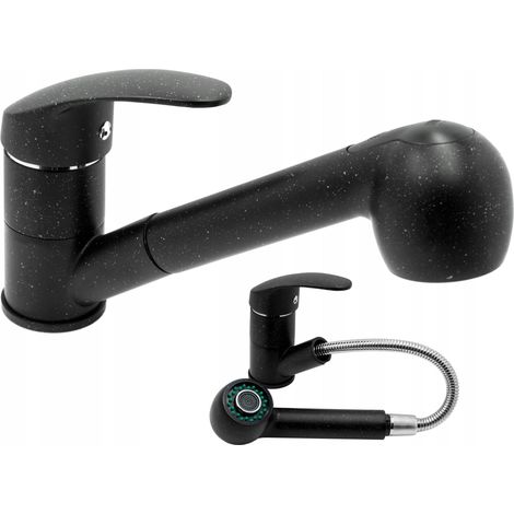 Mitigeur de Cuisine Granitan HAND – Bec Extensible – Finition Noir Granité – Installation Sur Plan – 175 mm (1/5)