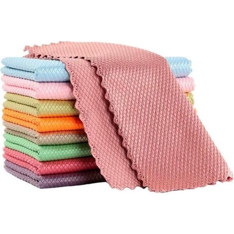 Lot de 10 chiffons de nettoyage en microfibre, Nano sans rayures, pour voiture, fenêtre, lunettes, cuisine, bain, 40 x 30 cm